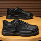 Damen Elegante Freizeit-Ledersneaker mit praktischem Reißverschluss und robustem Sohlenprofil