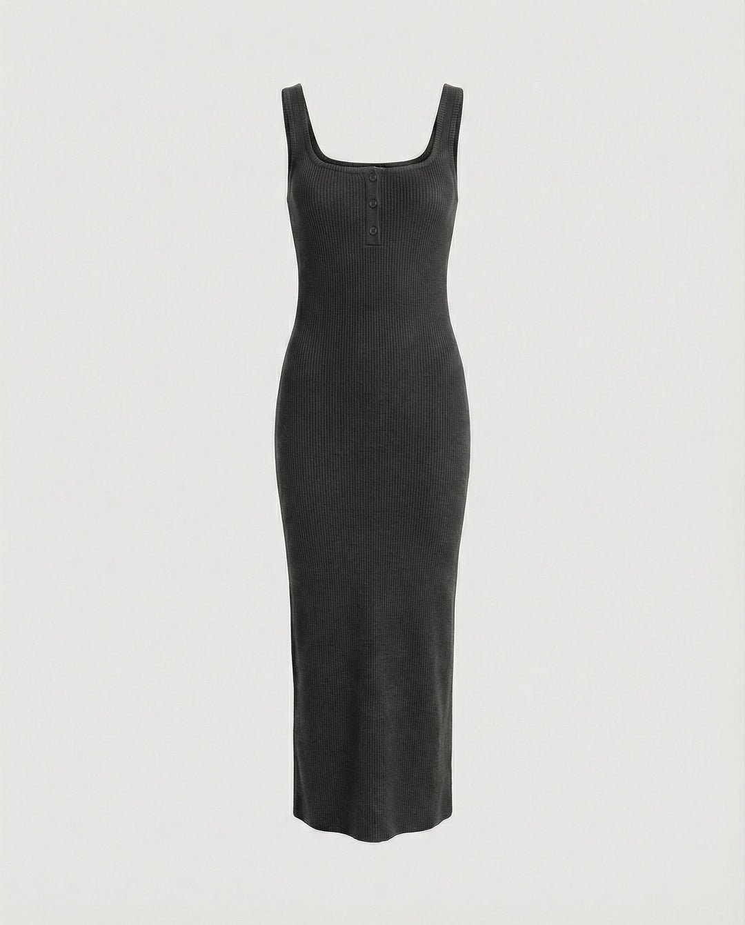 Damen figurbetontes Träger-Maxikleid aus elastischem Jersey mit Knopfdetail und knöchellanger Silhouette R&B