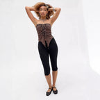 Damen gestreiftes Top mit Rüschendetails und modischem BindR&Band R&B