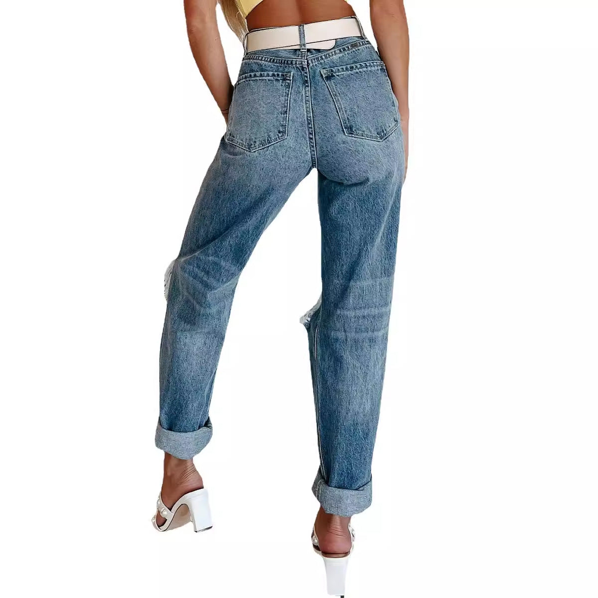 Damen Ripped High-Waist Jeans R&B
