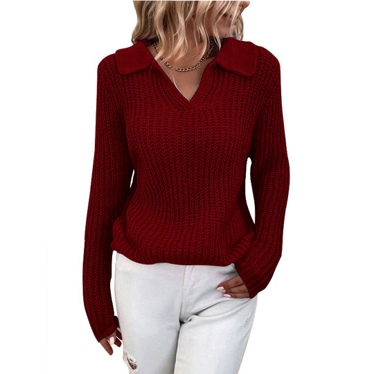 Damen Strickpullover mit weichem Kragen und lässiger Passform R&B