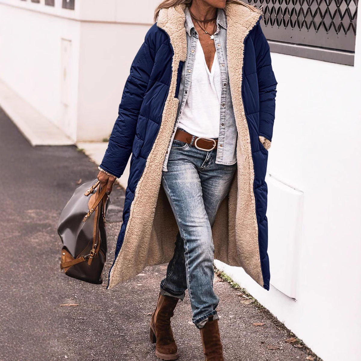 Damen kuscheliger Winterparka mit hochwertigem Teddyfutter und praktischen Taschen R&B