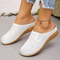 Damen Komfortable Clogs mit atmungsaktivem Leder-Obermaterial und elegantem Holz-Detail