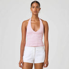 Damen Halter-Top mit Punktmuster und V-Ausschnitt R&B