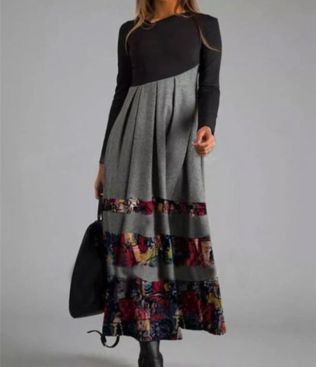 Damen boho-inspiriertes Midikleid mit geschickt kombiniertem Muster R&B