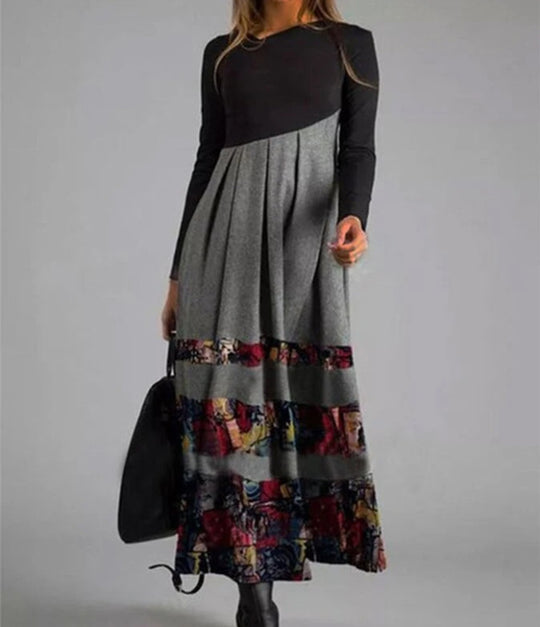 Damen boho-inspiriertes Midikleid mit geschickt kombiniertem Muster R&B