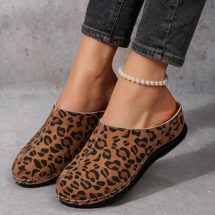 Damen Komfortable Clogs mit modischem Tierfell-Design und anatomischer Fußbettung R&B