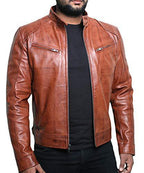 Herren Lederjacke mit Stehkragen