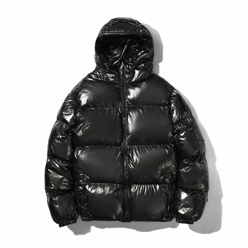 Unisex nan glänzende Steppjacke mit Kapuze, wärmeisolierender Füllung und winddichter Membran R&B