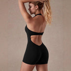 Damen Sportlicher Body mit Latz und Spitzenverzierung R&B