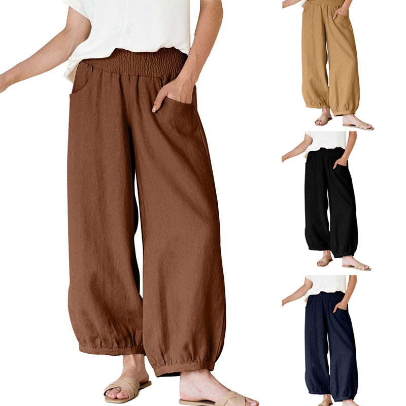 Damen weite Hose mit elastischem Bund und praktischen Seitentaschen R&B