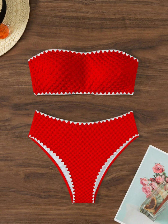 Damen Bandeau-Bikini mit strukturierter Oberfläche R&B