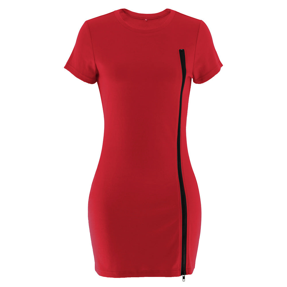 Damen figurbetontes Kleid mit seitlichem Reißverschluss und Rundhalsausschnitt R&B