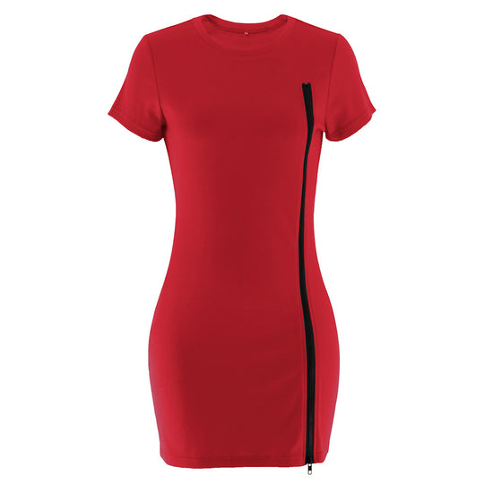 Damen figurbetontes Kleid mit seitlichem Reißverschluss und Rundhalsausschnitt R&B