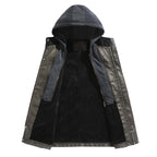 Herren Kunstlederjacke mit versteckter Kapuze R&B