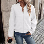 Damen sportliche Bomberjacke mit strukturiertem Design und hohen Bündchen R&B
