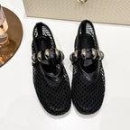 Damen Komfortable und stilvolle Netzschuhe mit dekorativen Schnallen R&B
