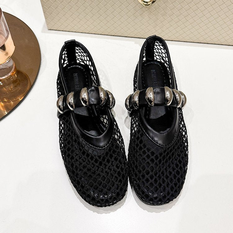 Damen Komfortable und stilvolle Netzschuhe mit dekorativen Schnallen R&B