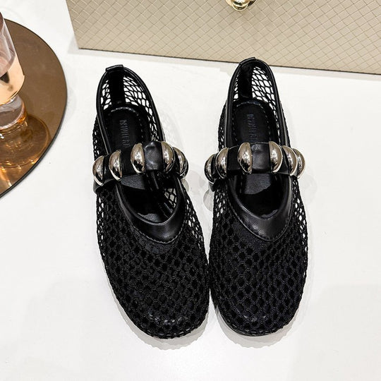 Damen Komfortable und stilvolle Netzschuhe mit dekorativen Schnallen R&B