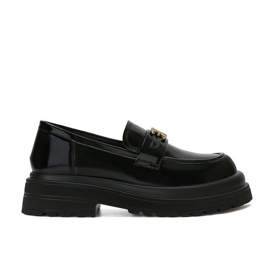 Damen Chunky Loafers aus hochwertigem Lackleder mit eleganter Schnallen-Applikation R&B