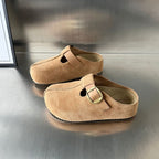 Damen Komfortable Clogs aus hochwertigem Wildleder mit elegantem Schnallenverschluss R&B