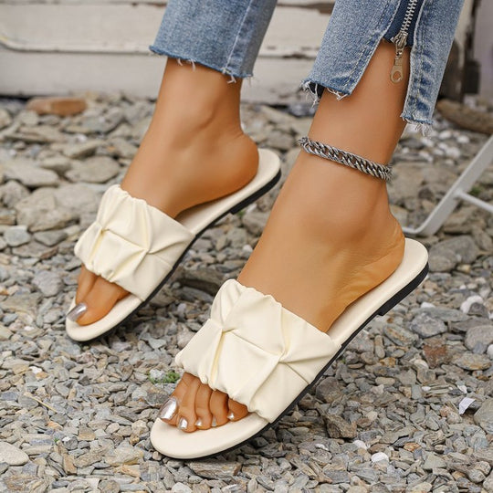 Damen Komfortable Riemchen-Sandalen mit modischem Falten-Design R&B