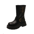Damen Robuste Schnürstiefel mit dekorativen Schnallen und stabiler Sohle R&B