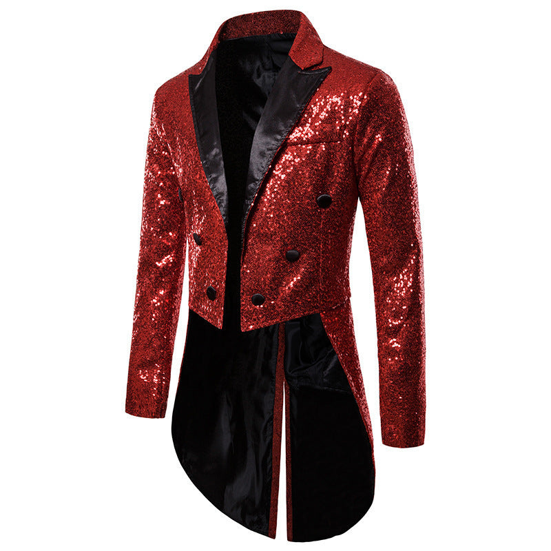 Herren Pailletten-Blazer im eleganten Schnitt mit asymmetrischem Design R&B