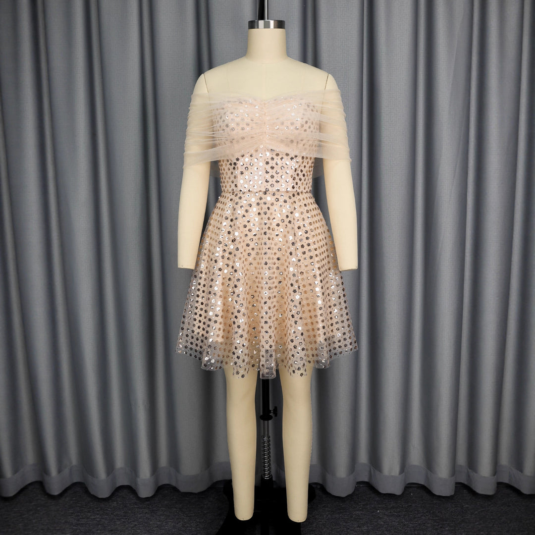 Damen glamouröses Tüllkleid mit funkelnden Pailletten R&B