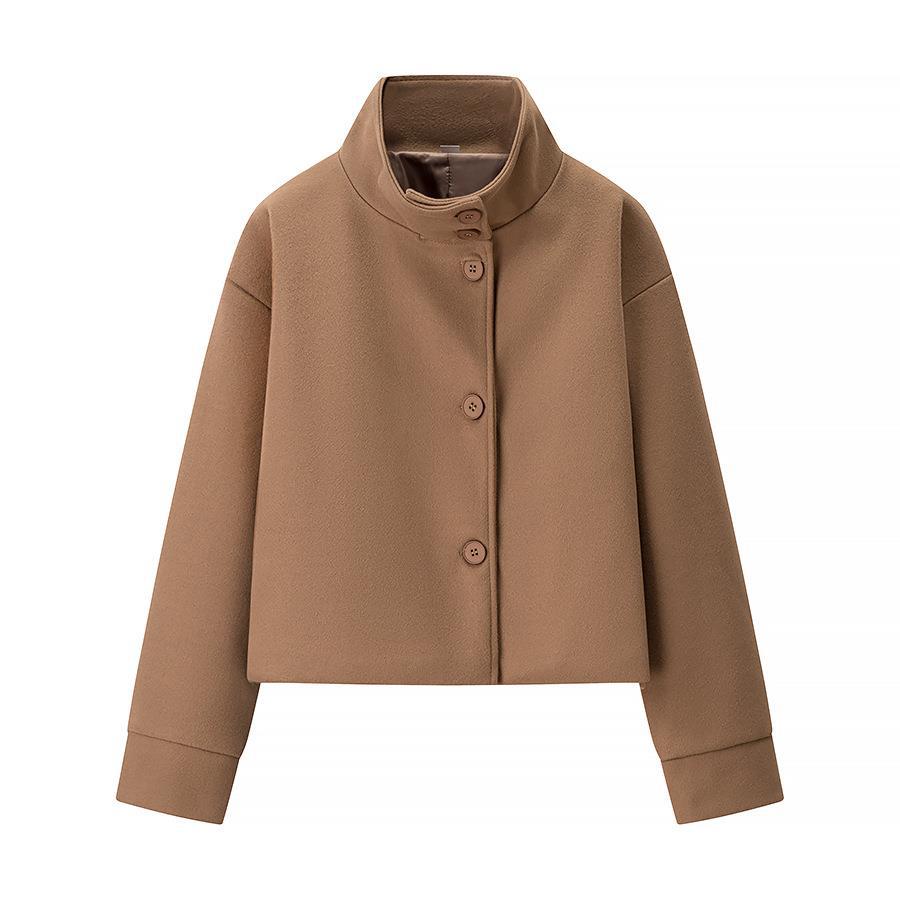 Damen elegante Kurzjacke mit Stehkragen und modischen Knopfdetails R&B