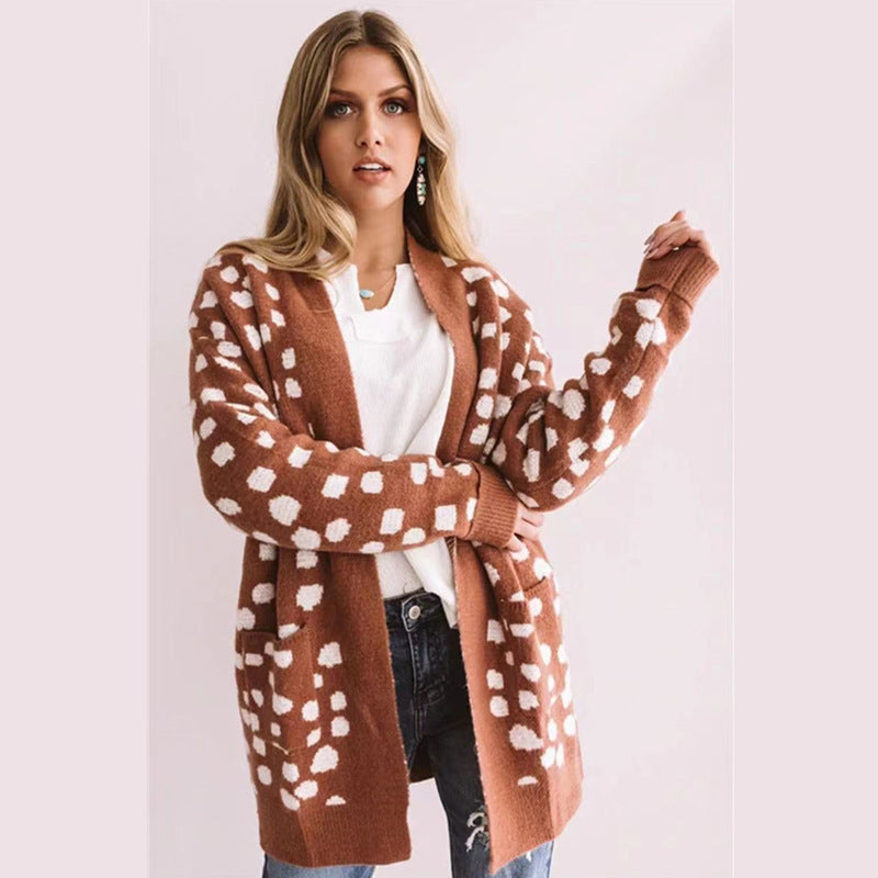 Damen Raglan-Cardigan mit stylischem Punktmuster R&B