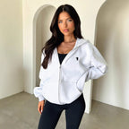 Damen lässiger Zip-Hoodie mit praktischen Taschen und elastischen Bündchen
