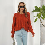 Damen Strickpullover mit strukturiertem Zopfdesign und weitem Schnitt R&B