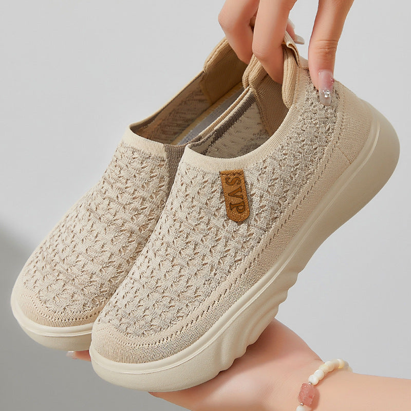 Damen Slip-On Freizeit-Schuhe mit luftiger Strickstruktur R&B