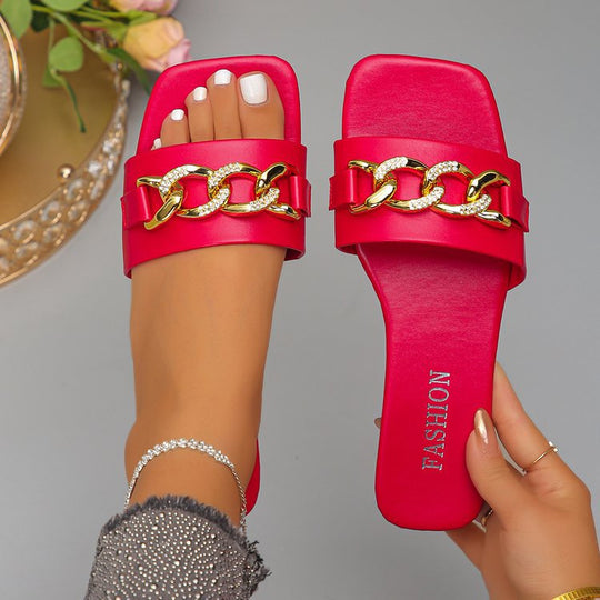 Damen Komfortable Sandalen mit funkelndem Kettenakzent R&B