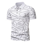Herren Poloshirt mit modernem geometrischem Muster und atmungsaktiven Eigenschaften