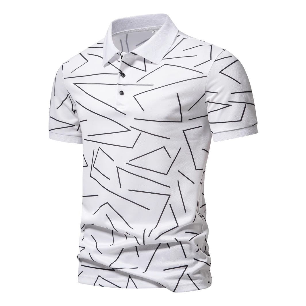 Herren Poloshirt mit modernem geometrischem Muster und atmungsaktiven Eigenschaften
