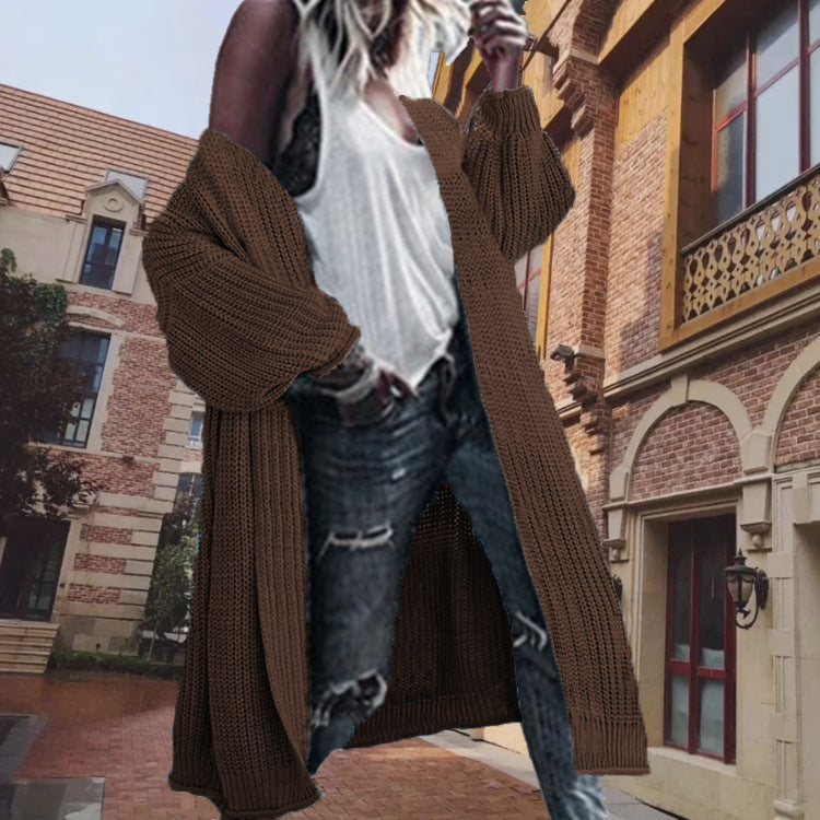 Damen Strickmantel mit oversized Passform und voluminösen Ärmeln R&B
