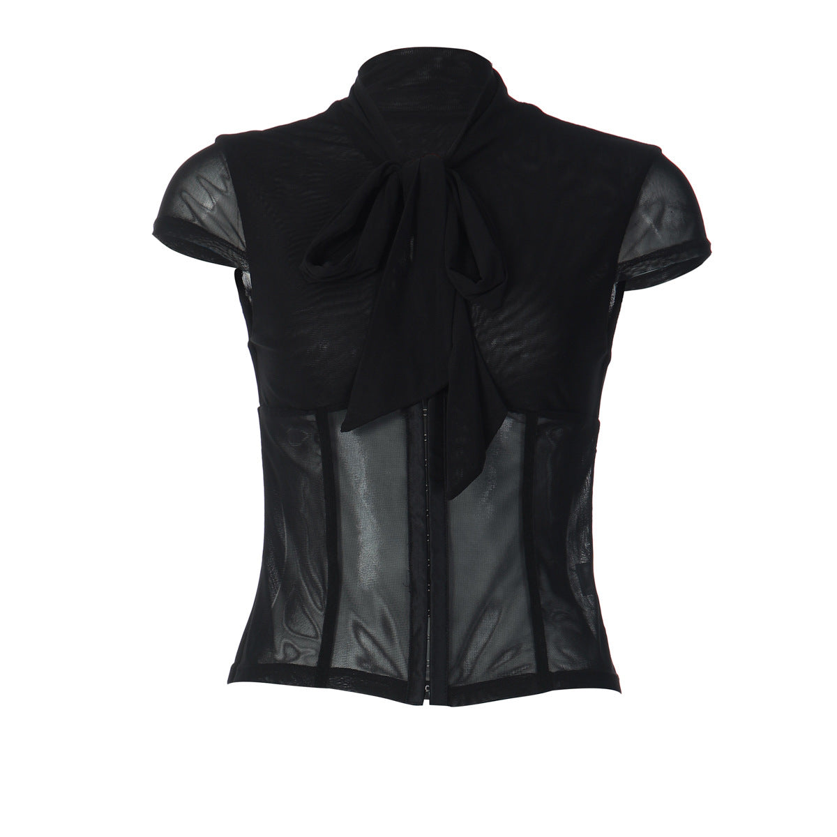 Damen Edles Spitzenoberteil mit dekorativer Schleife und transparentem Design R&B