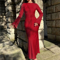 Damen Elegantes Maxikleid mit schmeichelndem Schnitt und ausgestellten Ärmeln