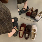 Damen elegante Filz-Ballerinas mit dekorativem Riemchen R&B