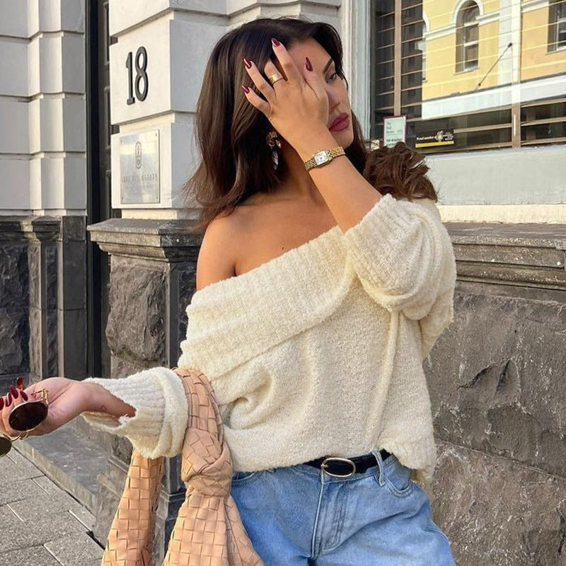 Damen Off-Shoulder Strickpullover R&B