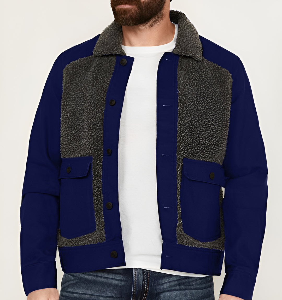 Herren vielseitige und stylische Outdoor-Jacke mit Teddyfell-Elementen R&B