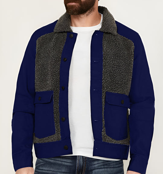 Herren vielseitige und stylische Outdoor-Jacke mit Teddyfell-Elementen R&B