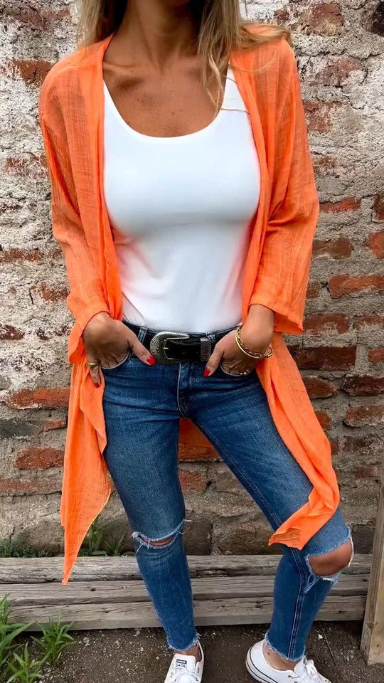Damen lässige Langarmjacke aus luftiger Sommerqualität R&B