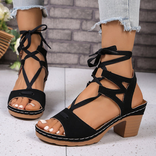 Damen komfortable Schnürsandalen mit verstellbarem Riemendesign R&B