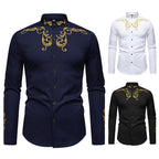 Herren Langarmshirt mit elegantem Stickereidesign R&B