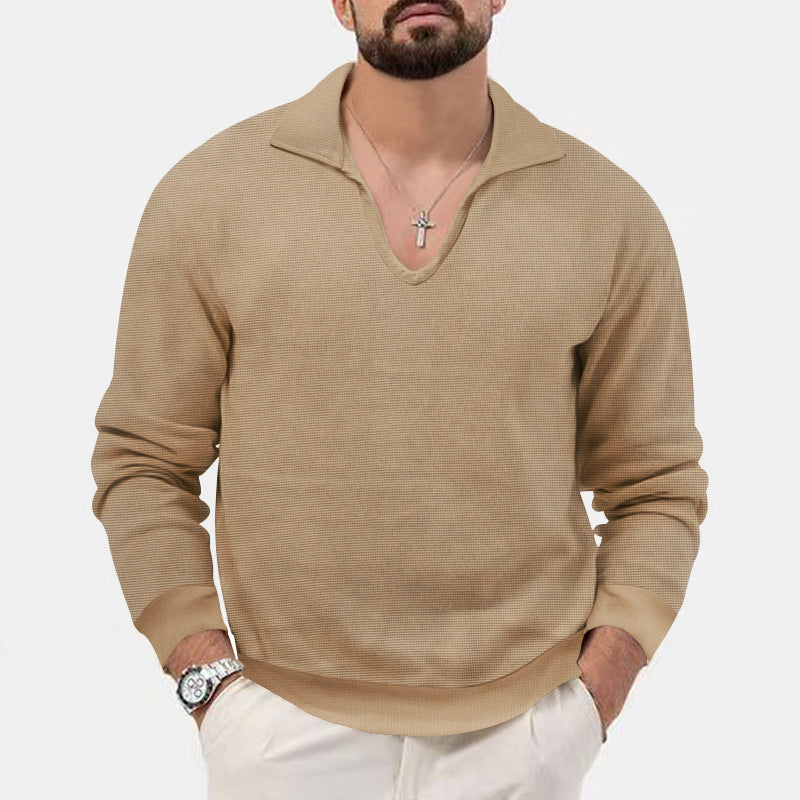 Herren eleganter Pullover mit V-Ausschnitt und strukturiertem Design R&B