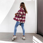 Damen Übergroße Karo-Pulloverjacke R&B
