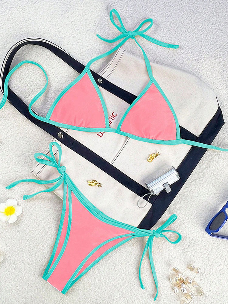 Damen Triangel-Bikini mit verspielten Schleifen R&B